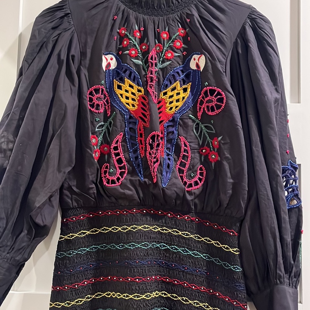 FARM Rio Black Multicolor Embroidered Long Sleeve Dress - Picture 3 of 10